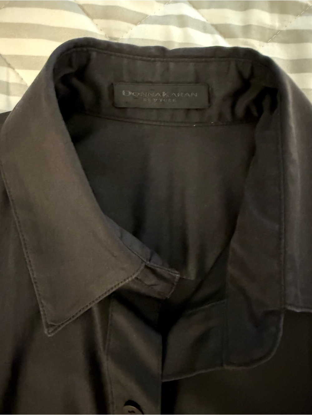 Donna Karan NY Black Long Sleeve Shirt Dress Collar EUC Women’s 6 Vintage Button - Picture 3 of 10